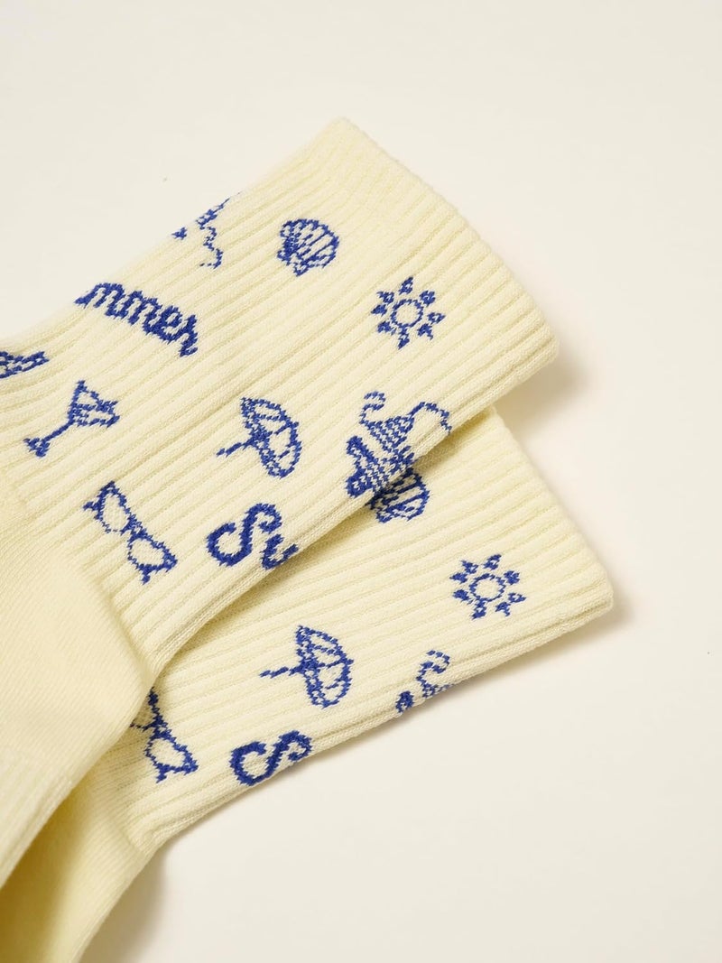 Shapes Studio Crew Half Calf Grip Socks, Cutest Fruits Pilates Socks, Ruffle socks, Non-Slip, Barre Yoga Fitness - Image 4